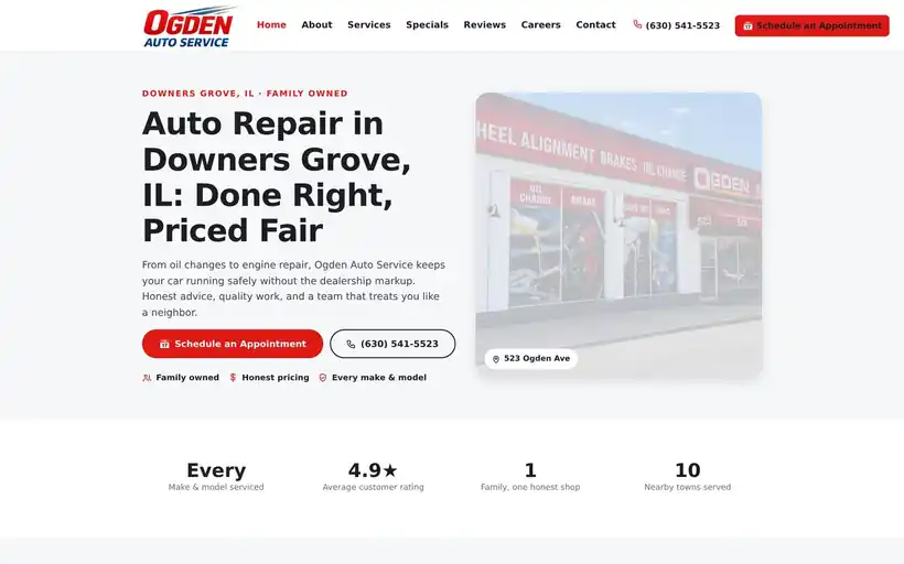 OGDEN AUTO SERVICE website on desktop