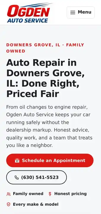 OGDEN AUTO SERVICE website on mobile